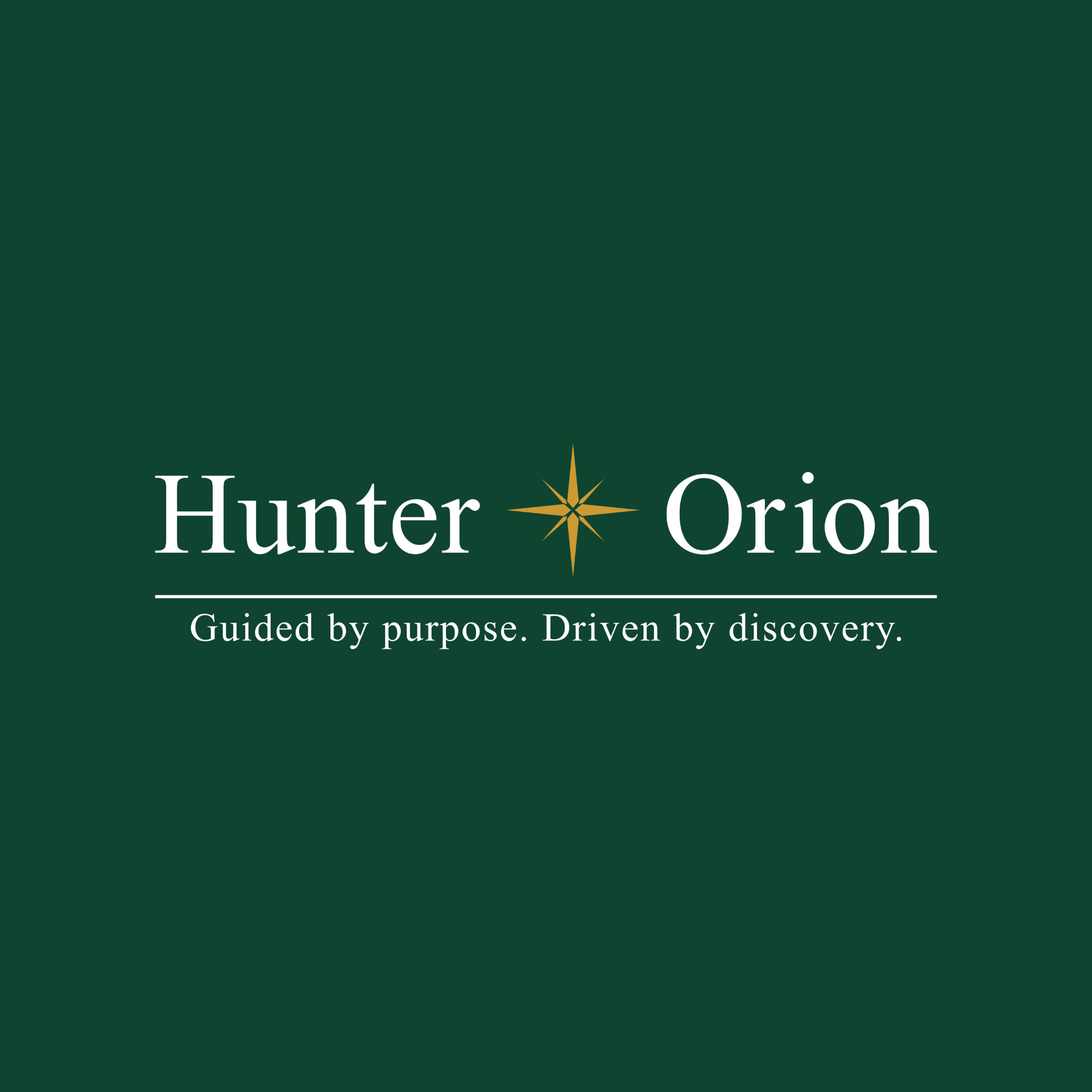Hunter Orion logo — the compass star between Hunter and Orion